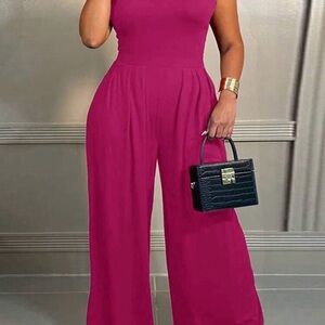 SHEIN Fuchsia Sleeveless Jumpsuit